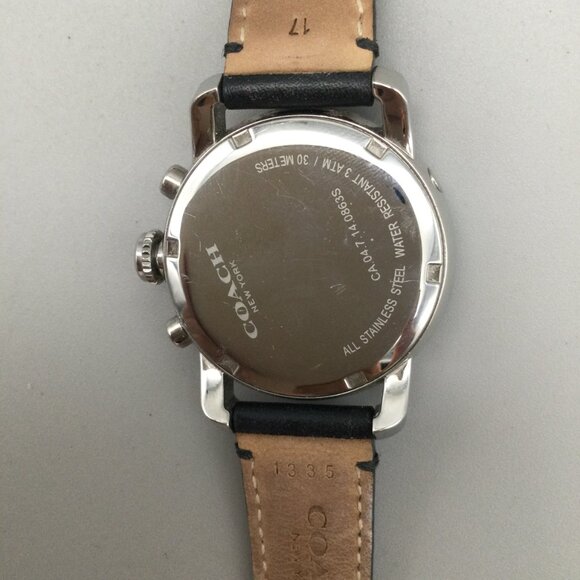 Coach Legacy Sport Chronograph Watch Women 36mm Silver Tone Leather New Battery main image 9
